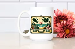 Retro Tropical Island Suitcase Clipart for Tshirt Vector Product Image 2