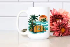 Retro Tropical Island Suitcase Clipart for Tshirt Vector Product Image 2