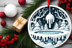 Round Christmas Ornament Sublimation|Clipart Product Image 1