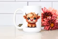 Funny Expressive Highland Cow Baby PNG Product Image 2