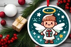 Round Christmas Ornament Sublimation|Clipart Product Image 1