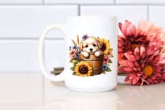 Cute Baby Dog Wood Bucket PNG Product Image 2