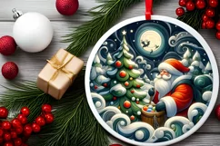 Round Christmas Ornament Sublimation|Clipart Product Image 2