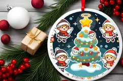 Round Christmas Ornament Sublimation|Clipart Product Image 1