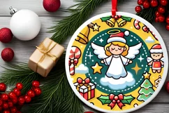 Round Christmas Ornament Sublimation|Clipart Product Image 1
