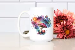 Colorful Watercolor Splash with Mushrooms | Clipart Product Image 2