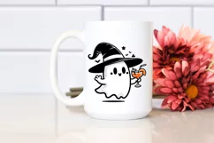 Cute Ghost with Orange Hat Holding Cocktail PNG Product Image 2