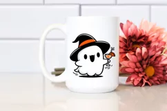 Cute Ghost with Sunglasses Holding Cocktail PNG Product Image 2