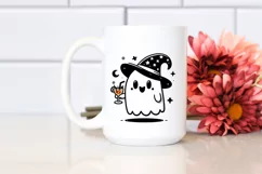 Cute Ghost with Sunglasses Holding Cocktail PNG Product Image 2