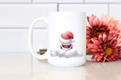 Cute Vibrant Santa on a Moon PNG Product Image 2