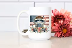 Watercolor Vintage Bus Flag Clipart Product Image 2