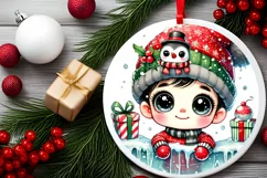 Round Christmas Ornament Sublimation|Clipart Product Image 1