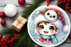 Round Christmas Ornament Sublimation|Clipart Product Image 1