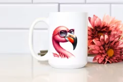 Vibrant Funny Cute Flamingo Smiling | Sunglasses | Product Image 2