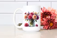 Watercolor Jar with Dahlia | Sublimation | Clipart Product Image 2