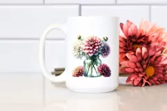 Watercolor Jar with Dahlia | Sublimation | Clipart Product Image 2