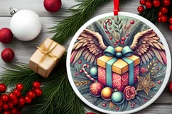 Round Christmas Ornament Sublimation|Clipart Product Image 1