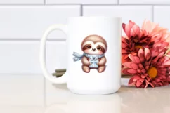Cute Baby Sloth with Gift Box PNG Product Image 2