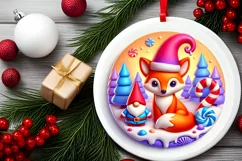 Round Christmas Ornament Sublimation|Clipart Product Image 1