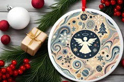 Round Christmas Ornament Sublimation|Clipart Product Image 1