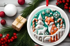 Round Christmas Ornament Sublimation|Clipart Product Image 1