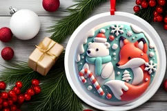Round Christmas Ornament Sublimation|Clipart Product Image 1
