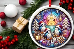 Round Christmas Ornament Sublimation|Clipart Product Image 1