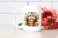 Cute Baby Cat with Flowers, High Quality PNG Product Image 2