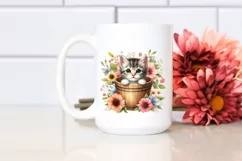 Cute Baby Cat with Flowers, High Quality PNG Product Image 2