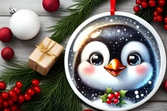 Shiny Christmas Penguin Ornament Sublimation PNG Product Image 2