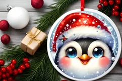 Shiny Christmas Penguin Ornament Sublimation PNG Product Image 2