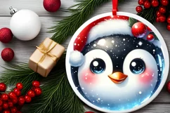 Shiny Christmas Penguin Ornament Sublimation PNG Product Image 2