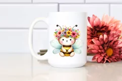 Pastel Cartoon-Style Bee Sitting PNG Product Image 2