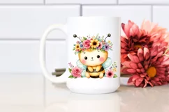 Pastel Cartoon-Style Bee Sitting PNG Product Image 2