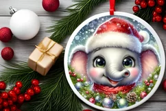 Shiny Christmas Elephant Ornament Sublimation PNG Product Image 2