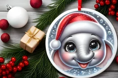 Shiny Christmas Elephant Ornament Sublimation PNG Product Image 2