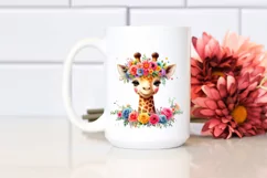 Vibrant Giraffe with Flower Crown, Transparent PNG Product Image 2