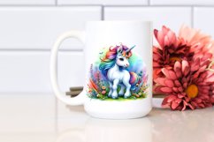 Colorful Baby Unicorn with Meadow PNG Product Image 2