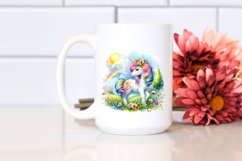 Colorful Baby Unicorn with Meadow PNG Product Image 2
