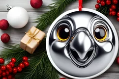 Shiny Christmas Parrot Ornament Sublimation PNG Product Image 2
