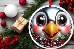 Shiny Christmas Parrot Ornament Sublimation PNG Product Image 2