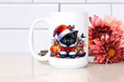 Cute Baby Black Cat Christmas Costume Watercolor Clipart Product Image 2