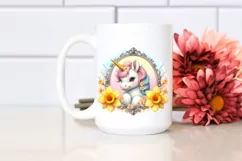 Cute Baby Unicorn with Daffodil Frame | Colorful | Product Image 2