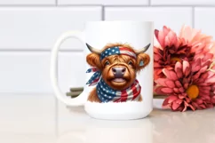 Enthusiastic Highland Cow with Bandana Clipart Product Image 2