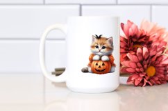 Cute Baby Sitting with Halloween Pumpkin, Sublimation PNG Product Image 2
