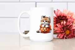 Cute Baby Sitting with Halloween Pumpkin, Sublimation PNG Product Image 2