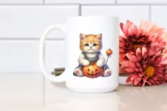 Cute Baby Sitting with Halloween Pumpkin, Sublimation PNG Product Image 2