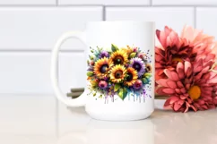Colorful Rainbow with Sunflowers PNG Product Image 2
