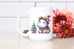 Cute Baby Hippo with Christmass Tree PNG Product Image 2