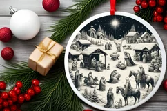 Round Christmas Ornament Sublimation|Clipart Product Image 2